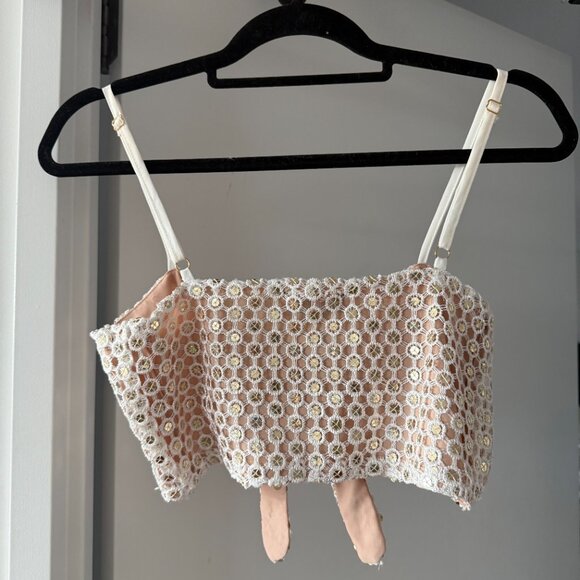 EastnWest Label Tie-Front Top in White Mirror (S) - Picture 2 of 5